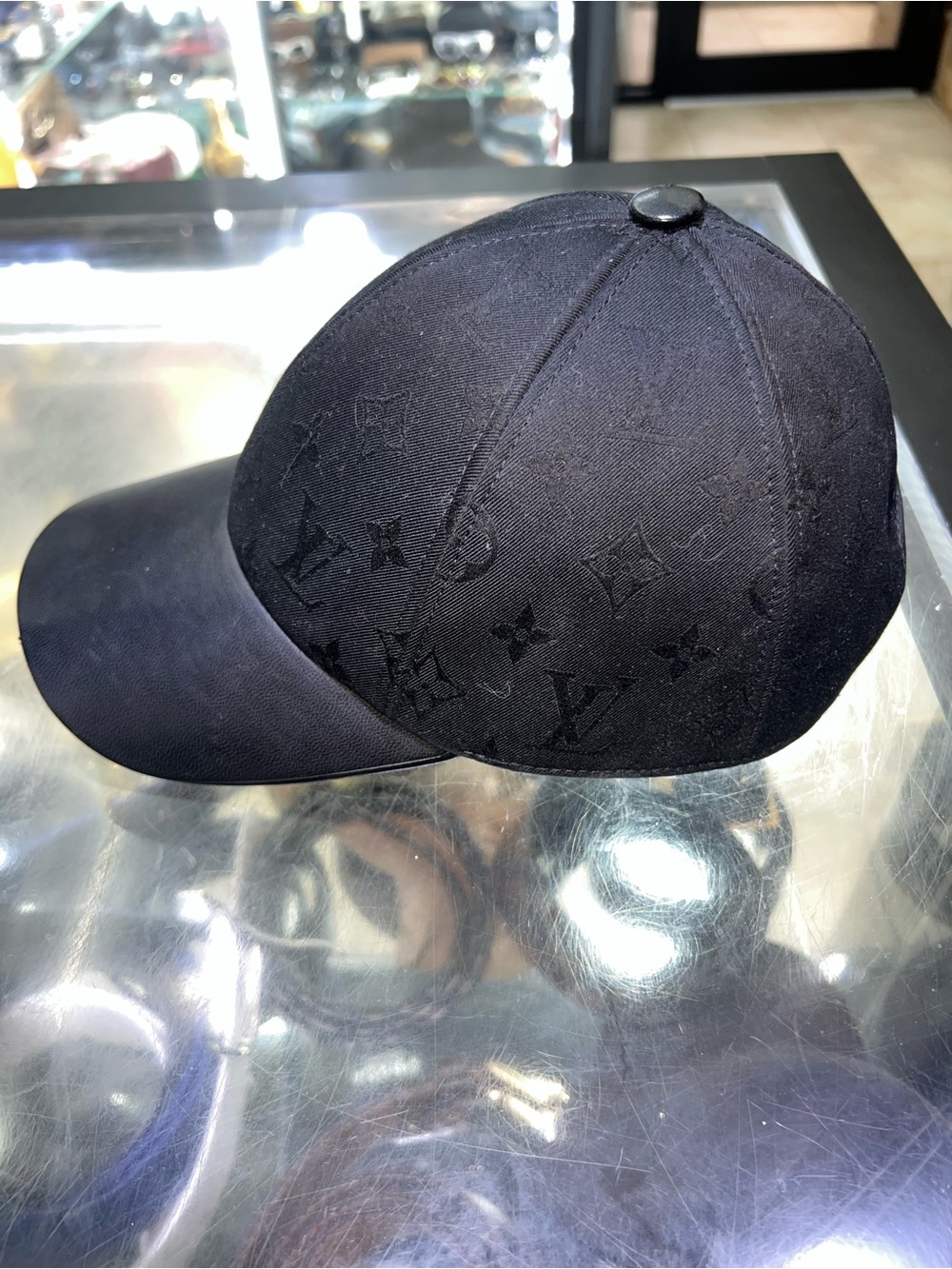 Louis Vuitton Black Monogram Leather-Brim Cap - Picture 2 of 8